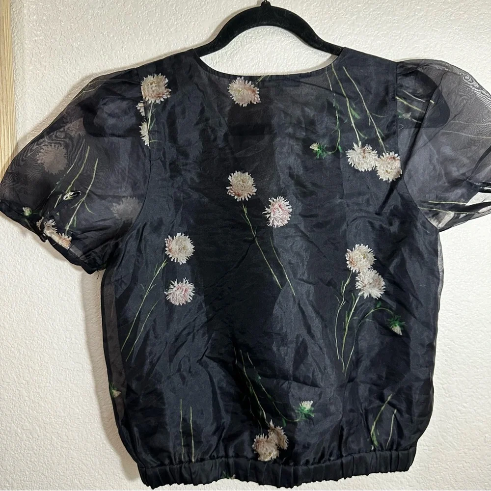 Madewell Silk‎ Organza Puff Sleeve Top Aster Portrait Sz XXS